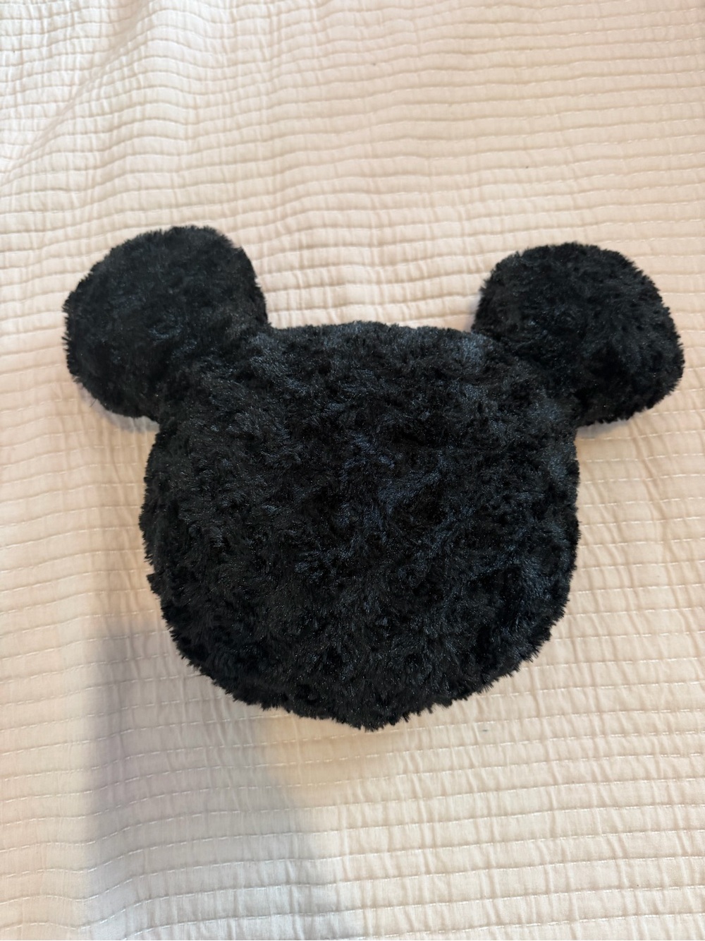 Plush Black Bear-Ear Pillow - Soft Decorative Cushion